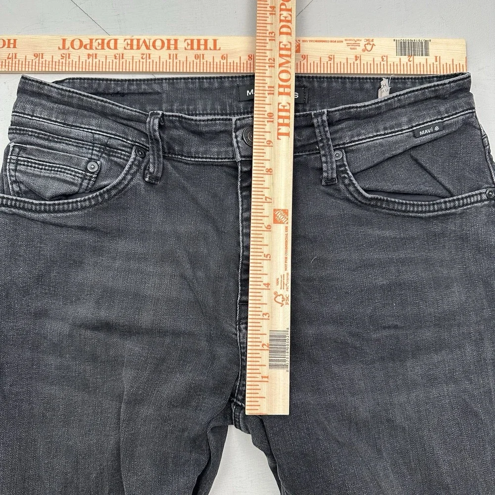 Mavi Zach Straight Leg Jeans Mens 33x32 Black Regular Stretch Denim Dark Wash